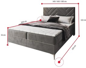 Čalúnená posteľ boxspring ROKOS + topper, 180x200, monolith 37