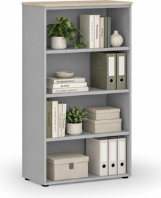 Kancelársky regál PRIMO GRAY, 800 x 420 x 1434 mm, sivá/dub prírodný
