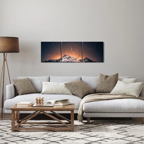 Obraz hviezdnej oblohy s horami (s hodinami) (90x30 cm)