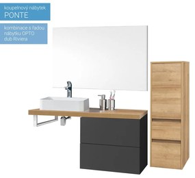 Mereo Ponte, kúpeľňová skrinka 61 cm, Multidecor, Javor Hard šampanský, MER-CN290SJHS2