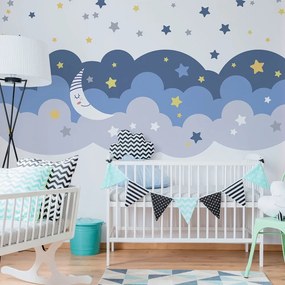 Nástenná samolepka Ambiance Scandinavian Clouds With Stars And Moon