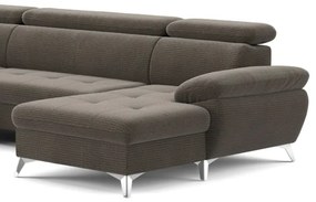 Rozkladacia rohová sedačka CATANIA do U, ľavá, hnedá, s úložným priestorom