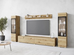 Nábytok do obývacej izby Sawoti II, Farby: dub artisan, Osvetlenie: osvetlenie LED biele