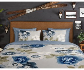 Modro-sivé predĺžené flanelové obliečky na dvojlôžko 200x220 cm Gabin – Good Morning