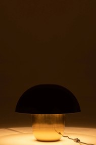 Čierno-zlatá kovová stolná lampa Mushroom antik - Ø 40* 34cm