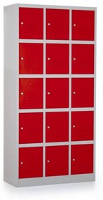 Kovová šatníková skrinka - 15 boxov, 90 x 40 x 185 cm, cylindrický zámok