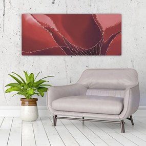 Obraz - Červená abstraktná kvetina N⁰2 (120x50 cm)