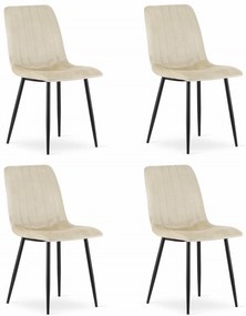 Set 4 kresiel LAVA - béžový zamat / čierne nohy