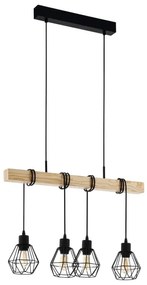 Eglo 44075 - Závesné svietidlo TOWNSHEND na lane 4xE27/60W/230V