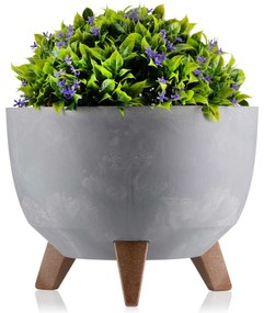 PLASTOVÝ KVETINÁČ ROSA LINEA SADA 2KS 15X24,3 CM+18,3X29,2 CM IMITÁCIA BETÓNU SIVÁ