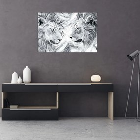 Obraz - Kreslené levie hlavy (90x60 cm)
