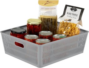 Orion XL - Univerzálny košík NESTA, výsuvné klapky na stohovanie, sivý, 38 x 33 x 13 cm