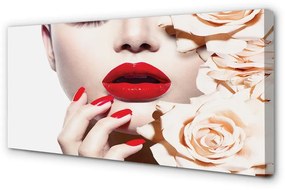 Obraz canvas Ruže červené pery žena 125x50 cm
