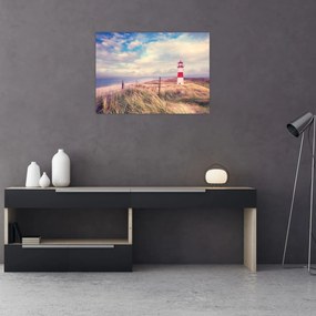 Sklenený obraz - Červený maják (70x50 cm)
