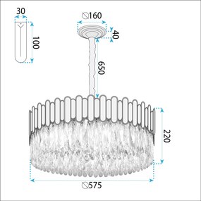 Toolight Závesné stropné osvetlenie APP1747-8CP 60 cm zlaté