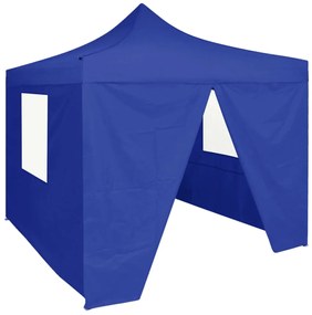vidaXL Profesionálny skladací párty stan+4 steny 2x2 m, oceľ, modrý