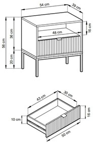NOČNÝ STOLÍK VIGGO ČIERNY + ZLATÝ PODSTAVEC