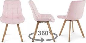 Jedálenská stolička SORIA 360 zamatová, svetloružová / hnedé nohy