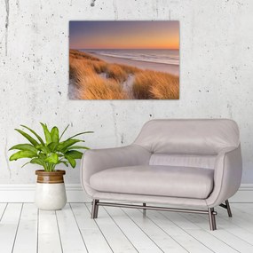 Sklenený obraz - Pláž pri západe slnka (70x50 cm)