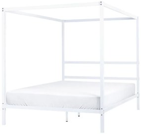 Kovová posteľ s baldachýnom 160 x 200 cm biela LESTARDS Beliani