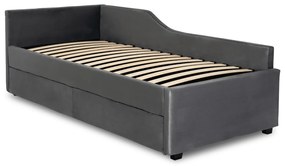JAKS Posteľ s úložným priestorom 90 x 200 Jonaš velúr sivá