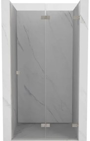 Mexen, Mexen Lunar-F pravé sklápacie sprchové dvere 85 cm, transparentné, brúsený nikel - 836-085-000-97-00-P