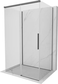 Mexen Rox-3S, 3-stenný sprchový kút 140 x 75 cm, 8mm číre sklo, grafitový profil, 8C2-140-075-66-00-3S