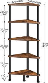 Rohový regál Vasagle Ebbi 30 cm hnedý/čierny