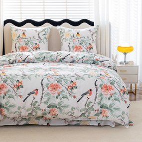 Obliečky z mikrovlákna ORANGE FLOWERS biele Rozmer obliečky: 2 ks 70 x 80 cm | 160 x 200 cm