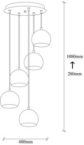 Luster na lanku SIVANI 5xE27/40W/230V medená