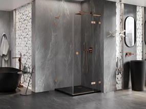 Mexen Lunar L, 1-krídlový sprchový kút, pravý, 90 x 90 cm, 8mm číre sklo, medený profil, 834L-090-090-65-00-P