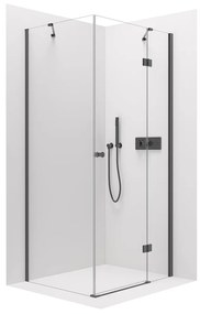 Cerano Marino, sprchovací kút 120(dvere) x 100(stena) x 190 cm, 6mm číre sklo, čierny profil, CER-CER-422907