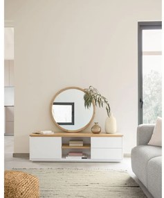 Biely TV stolík v dekore duba 150x44x36 cm Abilen – Kave Home