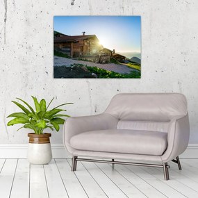 Sklenený obraz - Ráno v alpách, Tirolsko (70x50 cm)