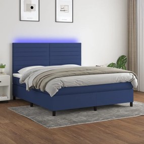 Posteľ boxsping s matracom a LED modrá 180x200 cm látka 3134979