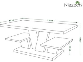 Mazzoni VIVA MAT Dub Hnedý/béžový - moderný konferenčný stolík s policami