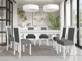 Rozkladací jedálenský stôl so 6 stoličkami AL03, Morenie: biela - L, Poťahové látky: Hygge D91 Mirjan24 5903211266584
