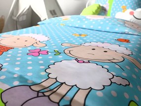 Bavlnené obliečky do postieľky OVEČKY modré Rozmer obliečky: 45 x 65 cm | 90 x 135 cm