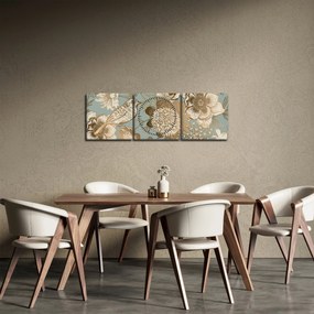 Obraz - Záhrada s vtáčikom (s hodinami) (90x30 cm)