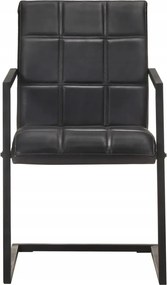 vidaXL Stolové stoličky, konzolové, 4 ks, čierne, prírodná koža