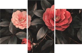Obraz - Červené kvety na tmavom pozadí (90x60 cm)