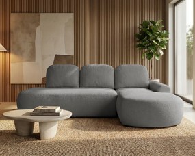 Rohová sedačka s funkciou spania Cloud pravá s úložným priestorom na posteľnú bielizeň, šedá