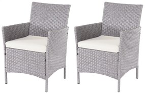 Set 2 záhradných stoličiek Halden, polyratan - sivá, vankúše krémové