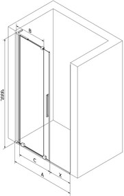 Mexen Velar L, posuvné sprchové dvere do otvoru 110 cm, 8mm šedé sklo, chrómová, 871-110-003-41-01