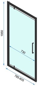 Rea Rapid Swing, 3-stenový sprchovací kút 120 (dvere) x 80 (stena) x 195 cm, 6mm číre sklo, čierny profil, KPL-009961