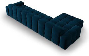 Tmavomodrá zamatová rohová pohovka (ľavý roh) Kendal - Micadoni Home