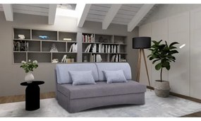 Čalúnená rozkladacia trojmiestna pohovka na každodenné spanie bez opierok PAUL sivá