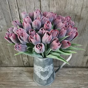 Tulipán umelý tmavo-bordový jemne bielený 43cm