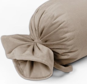 Biante Zamatový vankúš valec bonbon Velvet Prémium SVP-042 Béžovohnedý 15x40 cm