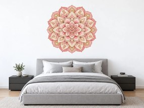 Ružová mandala romantická pastelová textilná nálepka na stenu arch 46 x 45 cm